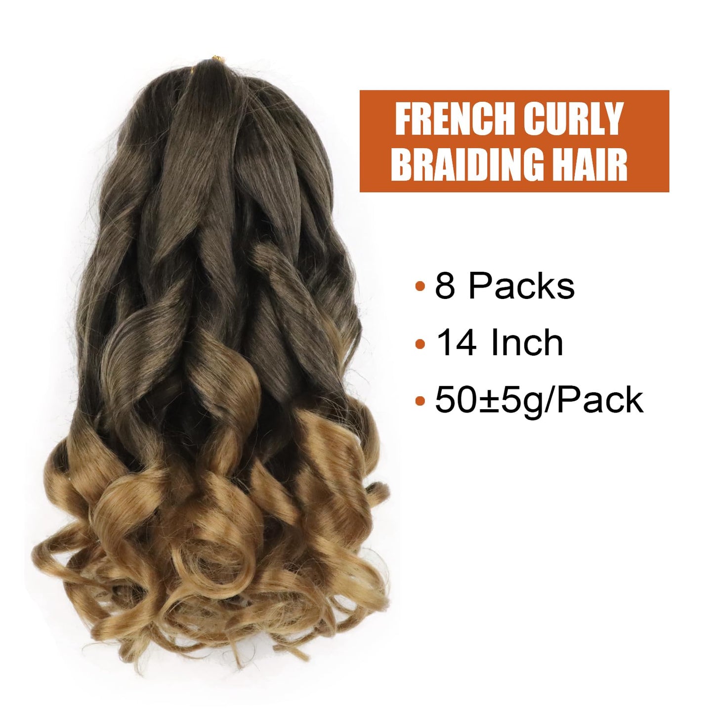 French Curly Braiding Hair Pre Stretched for Goddess Braids 14 Inch 8 Packs Spanish Braiding Hair Bouncy French Curl Crochet Braids Synthetic Braiding Hair Extensions(14 Inch/Pack of 8, T27)