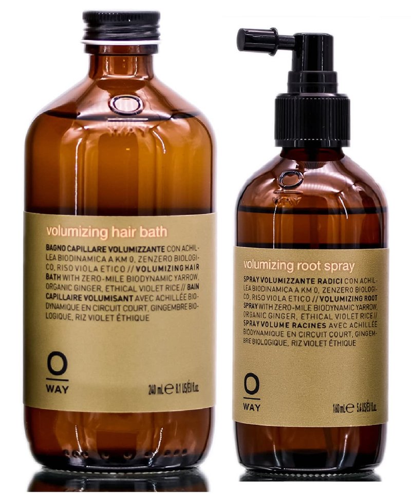 0way VOLUMIZING Hair Bath Shampoo & VOLUMIZING Root Spray Duo Set Kit Volume - Made in Italy, Biodynamic Ingredients, For Fine, Thin, Limp Hair (Shampoo (8.1 oz) + Root Spray (5.4 oz))