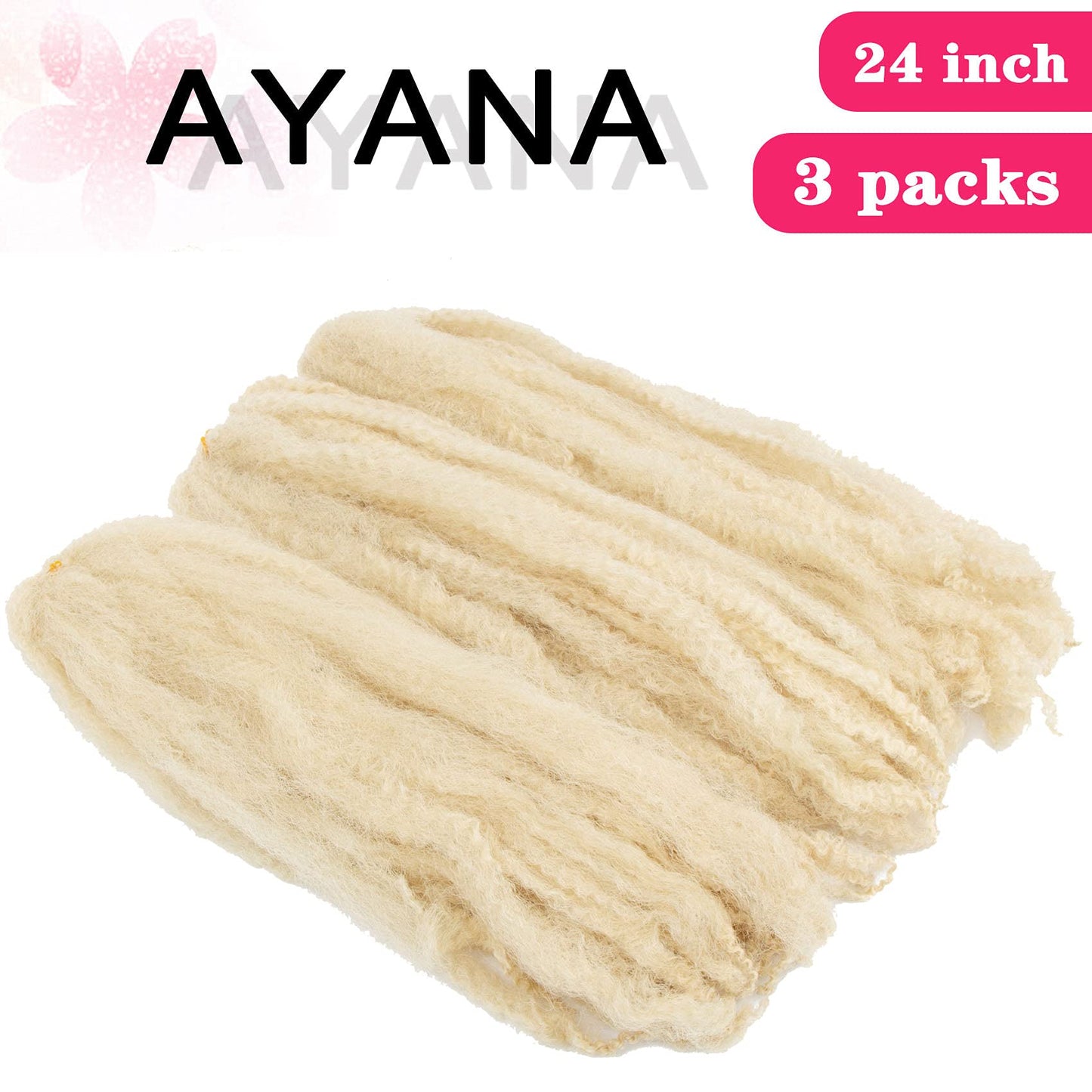 Ayana Marley Hair 3 Packs Marley Twist Braiding Hair Marley Braiding Hair For Faux Locs Crochet Hair 24Inch Long Afro Synthetic Hair Extensions (24 inch-3 pack, 613#)
