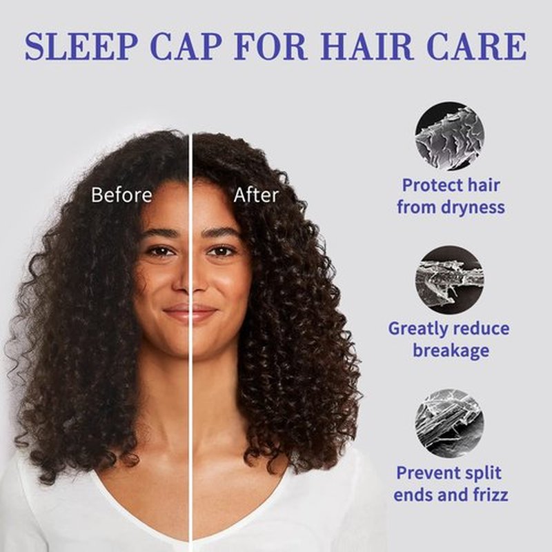Fittia Satin Hair Bonnet for Sleeping, Silky No Frizzy for Curls Care, Adjustable Strap for Non-Slip, Dreadlocks Cap for Women&Men Dark Blue