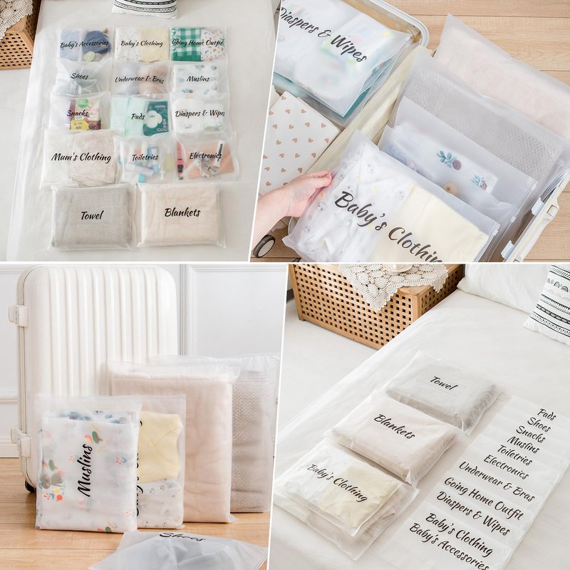 MANWU 14pcs Hospital Bags essentials for Labor and Diaper,Mom hospital bags Maternity Essentials,Maternity Organiser baggie,shower gift