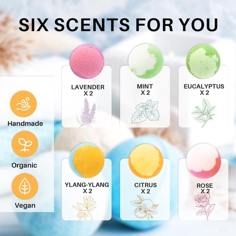 Olaemuo Bath Bombs Present Set for Women Relaxing, 12 PCS Bath Bombs for Kids, Bathbombs with Essential Oils to Moisturize Dry Skin, Organic Bubble Bath Bombs Present Set for Kids Girls/Boys/Men/Women