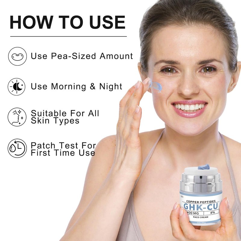 QUBIT GHK-Cu Copper Peptide Face Cream – 4% Peptides Moisturizer for Fine Lines, Wrinkles, Firming, Deep Hydration & Collagen – 2400mg GHK-Cu – for All Skin Types, 30g