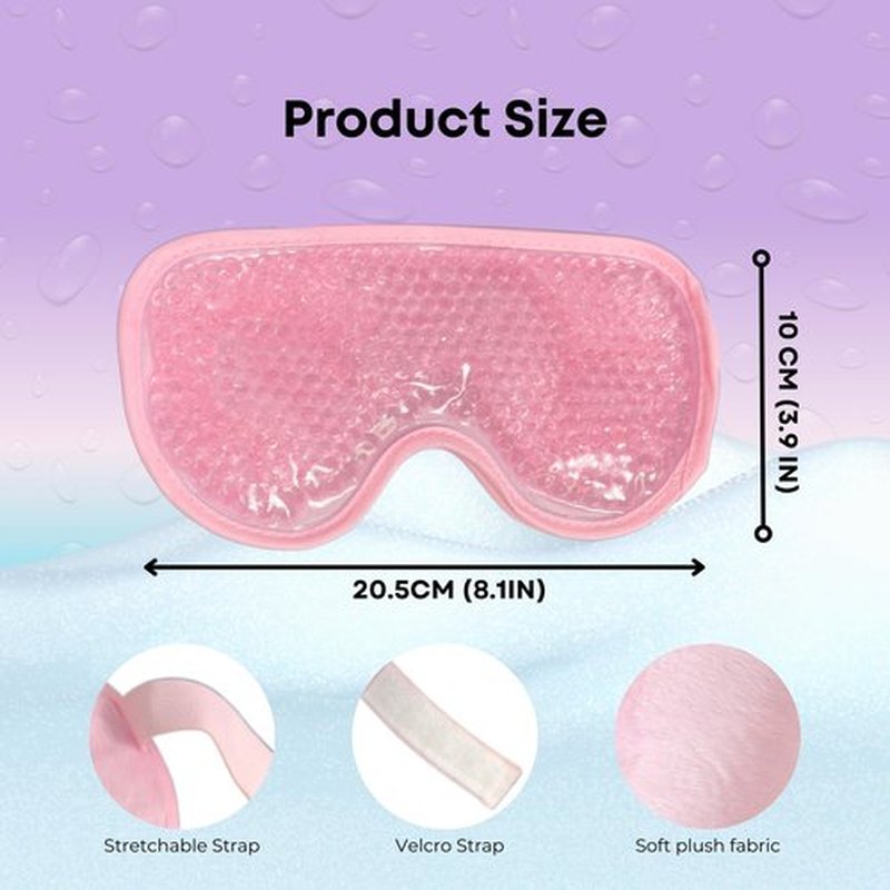 Cooling Gel Bead Eye Mask - Reusable Eye Mask with Cooling Gel for Puffiness, Migraines, Headaches & Post-Surgery Relief - Cold Eye Mask for Puffy Eyes & Relaxation (Pink)