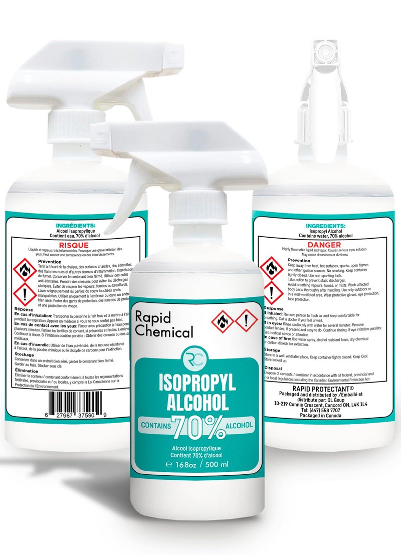 RAPID PROTECTANT 70% Isopropyl Alcohol Spray - USP Grade - 17 Fl Oz - Rubbing Alcohol Spray Bottle 70%