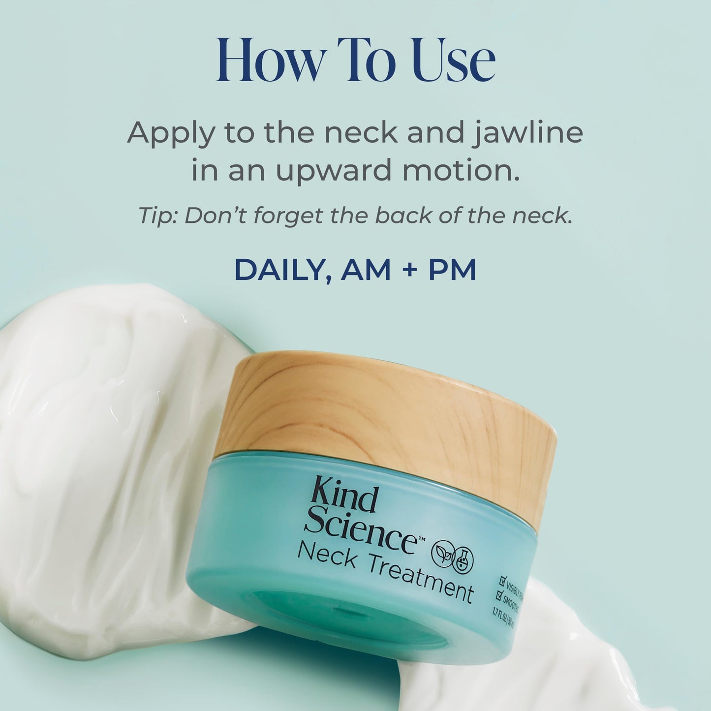 Kind Science Neck Treatment - Neck Cream Visibly Firms, Lifts & Supports Natural Cell Turnover for Anti Aging Firming and Tightening - Paraben, Dye & Fragrance Free, Cruelty Free, 1.7 oz