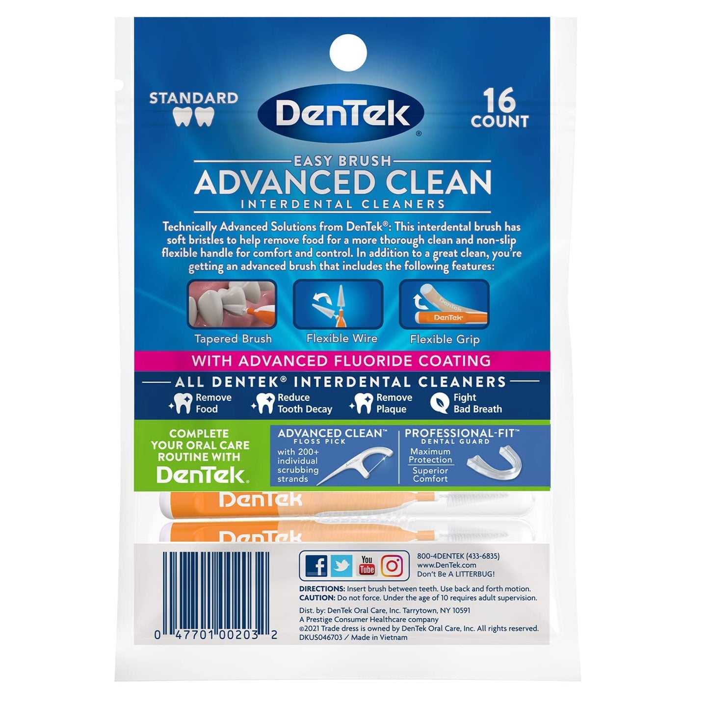 DenTek Easy Brush Interdental Cleaners, Mint, 16 Count | 10 Pack
