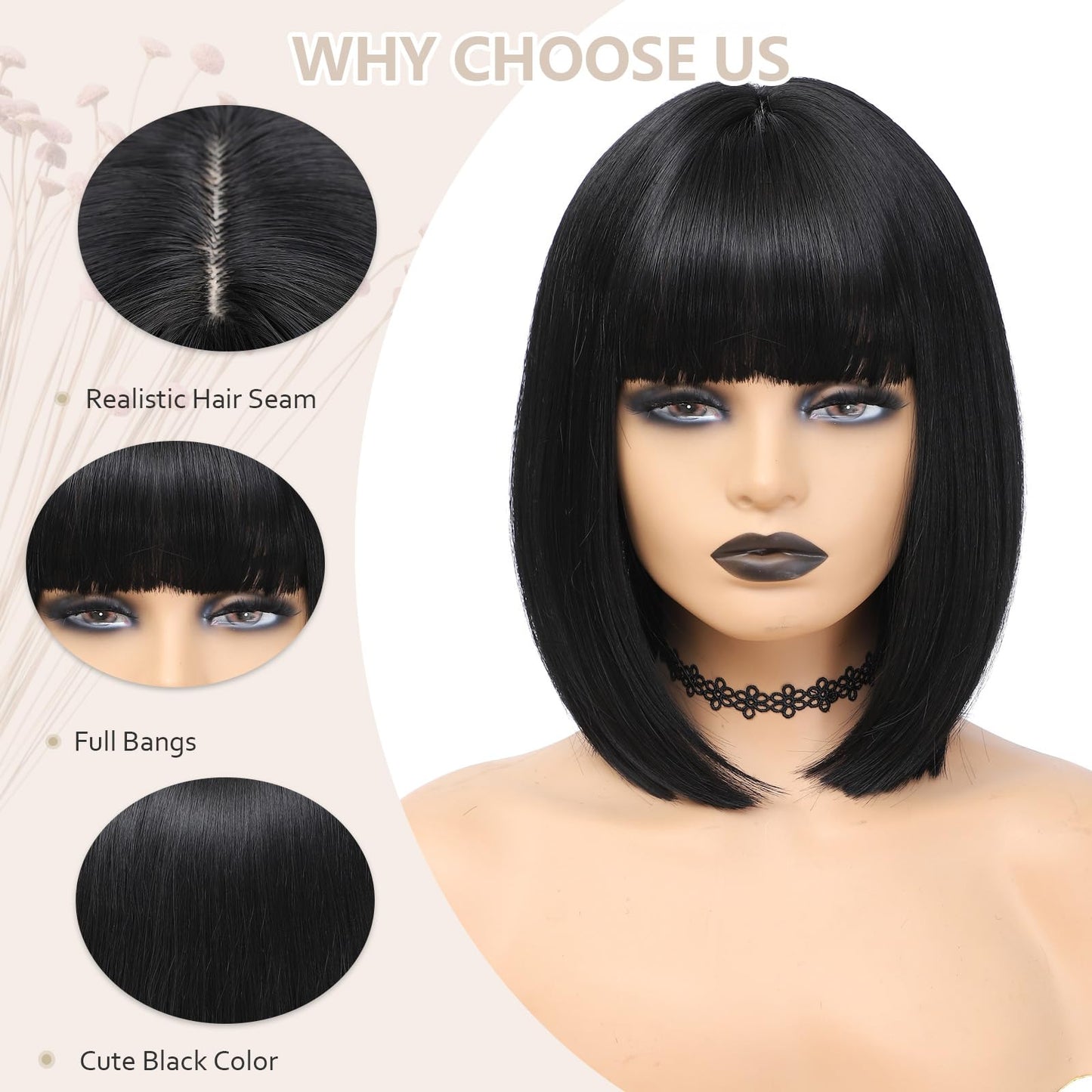 MINLEE Blake Bob Wig With Bangs for Women 12 Inch Straight Bob Wig Blake Wigs Synthetic Heat Resistant Colorful Wig for Cosplay Party Use