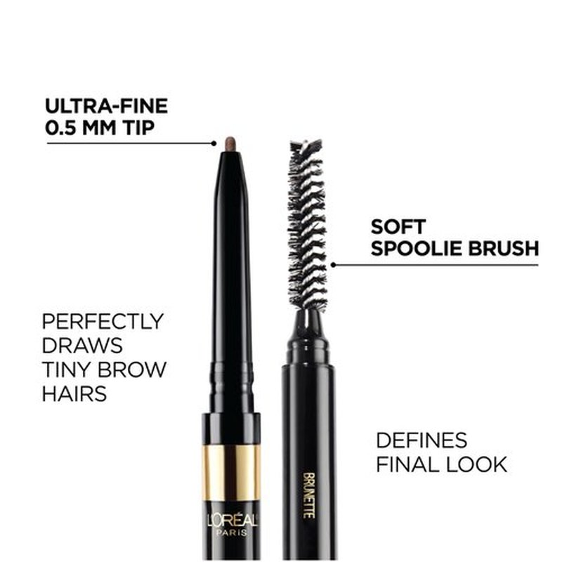L'Oreal Paris Makeup Brow Stylist Definer Waterproof Eyebrow Pencil, Ultra-Fine Mechanical Pencil, Draws Tiny Brow Hairs and Fills in Sparse Areas and Gaps, Dark Blonde, 0.003 Ounce (Pack of 2)