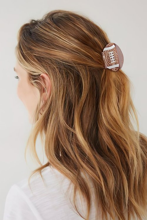 HolidayQbee Brown Acrylic Hair Clips For Women With Football Rhinestones Football Hair Clip Hair Clip Hair Clip With Claw Fashion Strong Hair Fix Claw Clips