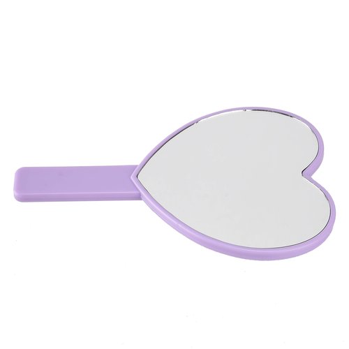 TBWHL Heart-Shaped Travel Handheld Mirror, Cosmetic Hand Mirror with Handle (Purple, 1Pack)