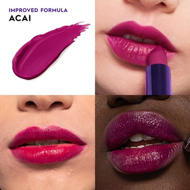 URBAN DECAY Vice Hydrating Lipstick (Acai - Deep Berry Violet - Cream Finish), Creamy Formula, Moisturizing Lip Color with Aloe Vera & Avocado Oil, Vegan, Cruelty-free - 0.11 oz