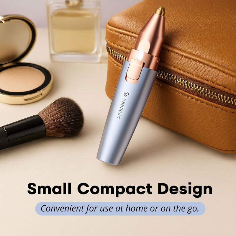 VG VOGCREST Eyebrow & Facial Trimmer: 2 in1 Rechargeable Facial Hair & Eyebrow Shaver - Painless LED Light (Sky Blue)