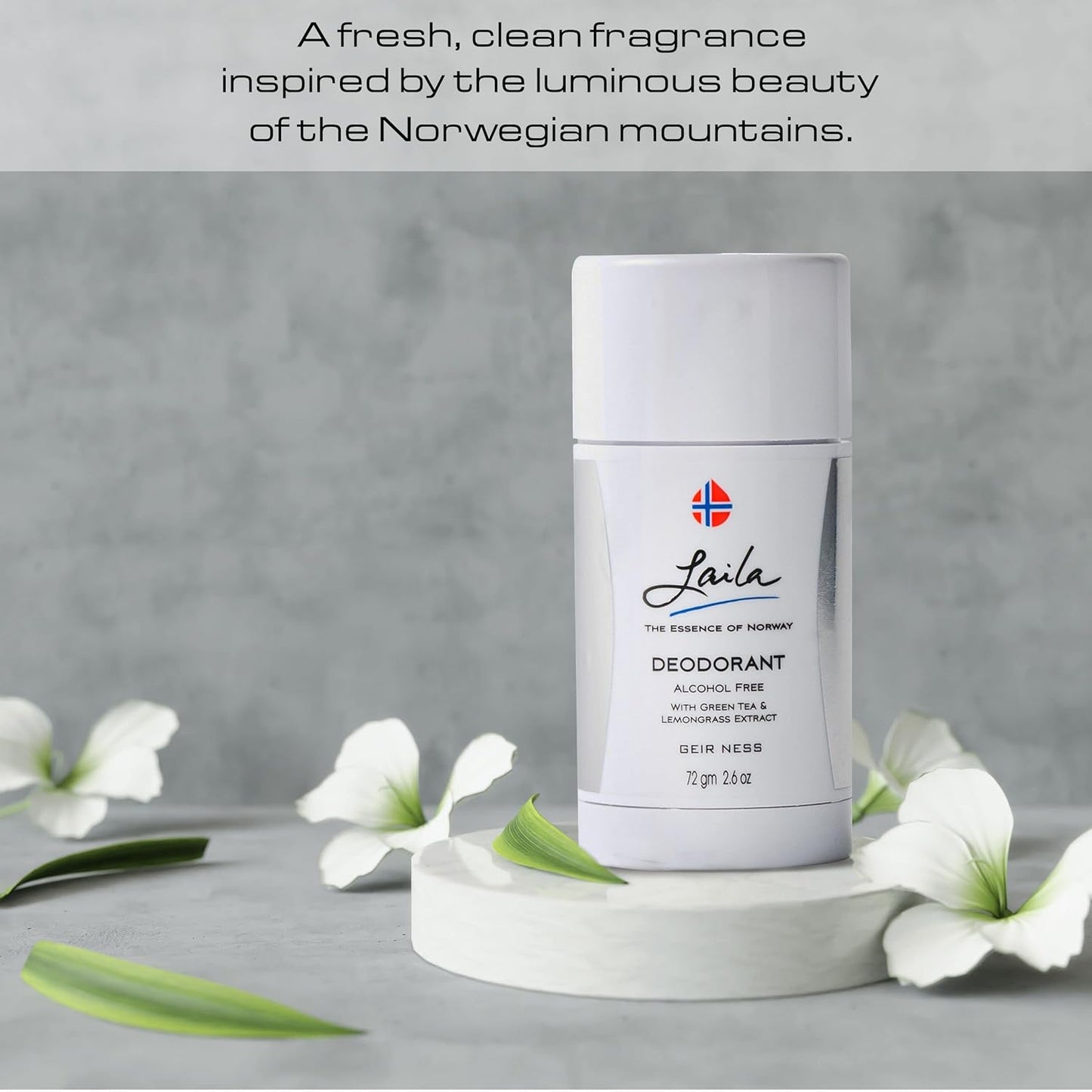 Geir Ness Laila Deodorant - With Green Tea And Lemongrass Extracts - Alcohol And Aluminum Free for Sensitive Skin - Long Lasting Fresh and Clean Scent