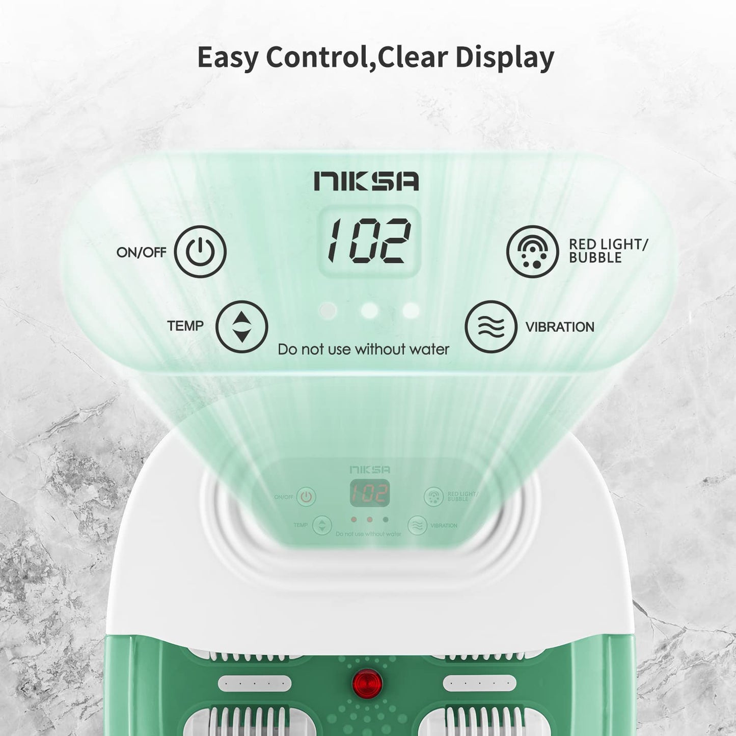 Niksa Foot Spa Bath Massager with Heat, Bubbles, Vibration and Red Light,4 Massage Roller Pedicure Foot Spa Tub for Feet Stress Relief,Foot Soaker with Mini Acupressure Massage Points Green