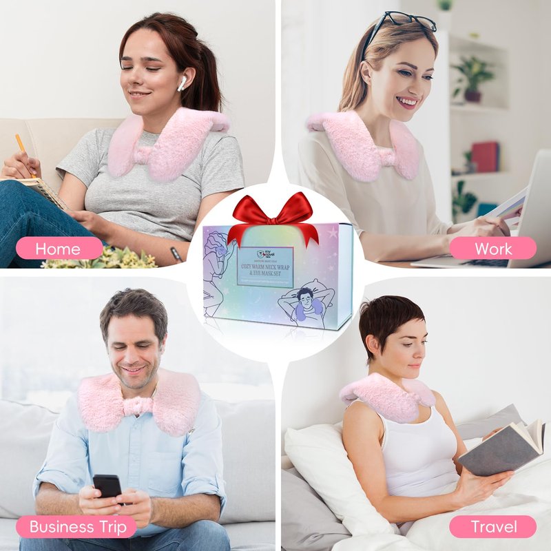 my novel things Microwave Heating Pad Neck Wrap for Neck Shoulders Back Pain Relief 2.3LBS with Microwave Heated Eye Mask Warm Compress Microwave Heat Packs