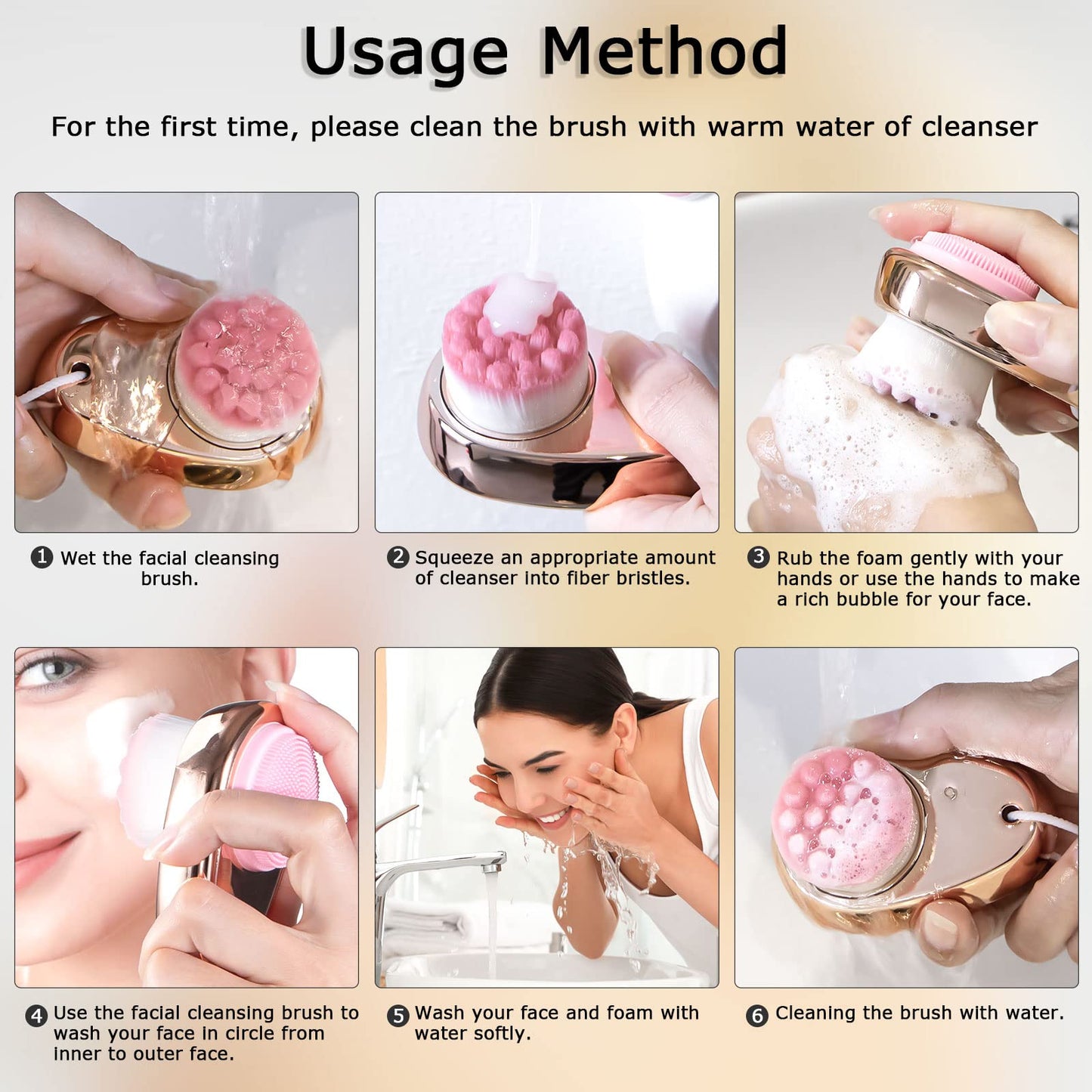 2 PCS Facial Cleansing Brush 2 in 1 for Face Exfoliation, Dual Sided Silicone Face Scrubber Soft Microfiber Face Scrub Brush for Pore Deep Cleansing & Skincare with Lid (Random Gold/Black Gold