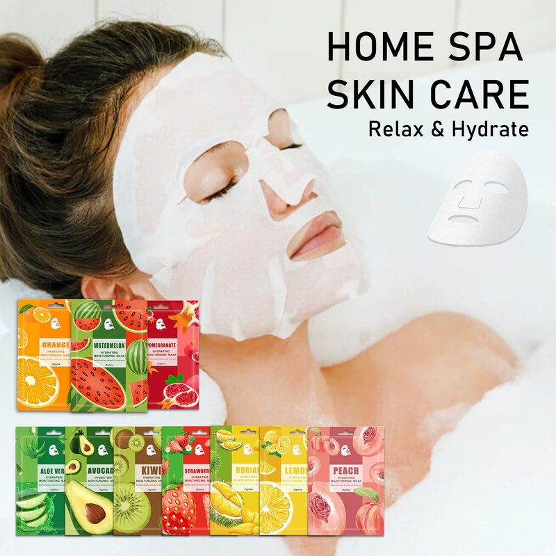 Face Masks Skincare,Hydrating Sheet Masks,Collagen Night Wrapping Mask,Facial Mask for Men&Women,with Collagen Essence and Fruit Extracts,Nourishing and Moisturizing for All Skin Types 20 Pack B12