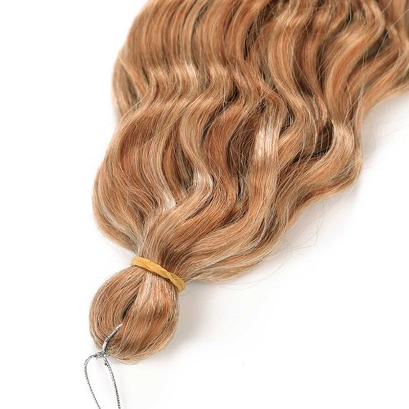 Ocean Wave Crochet Hair Extensions, Curly Braiding Crochet Hair, Soft Synthetic Crochet Hair Extensions 22inch 6Packs #M30/60 Brown mix Blonde