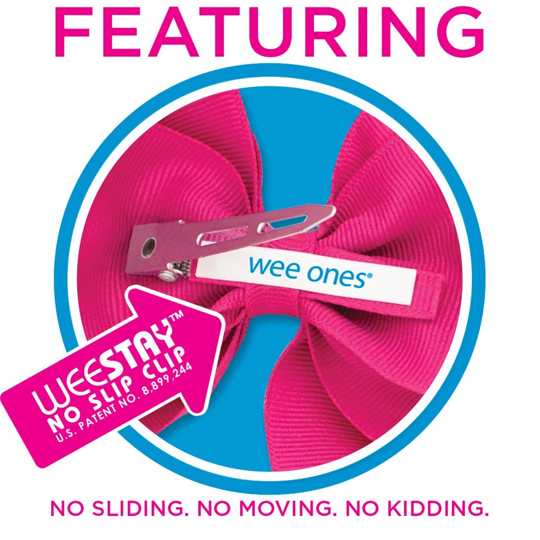 Wee Ones Girls' Classic Grosgrain Hair Bow on a Wrapped Headband, Stylish For All Hair Types, Small King Bow, Hot Pink