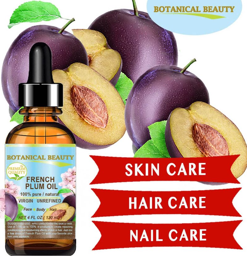 PLUM OIL French. 100% Pure Natural Virgin Unrefined Undiluted Cold Pressed Carrier Oil. For Face, Skin, Hair, Body, Lips, Nails (1 Fl.oz - 30 ml.) by Botanical Beauty