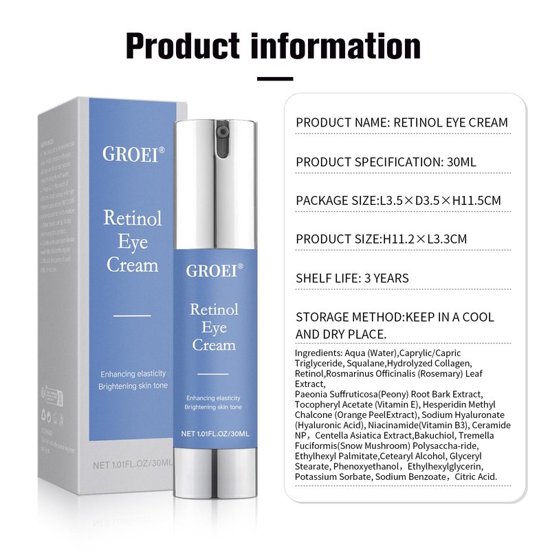 Retinol Eye Cream for Dark Circles & Wrinkles -Night Care Eye Cream with Collagen Hyaluronic Acid Effective in 3-4 Weeks to Fight Against Aging, Reduce Puffiness and Bags, All Skin Types