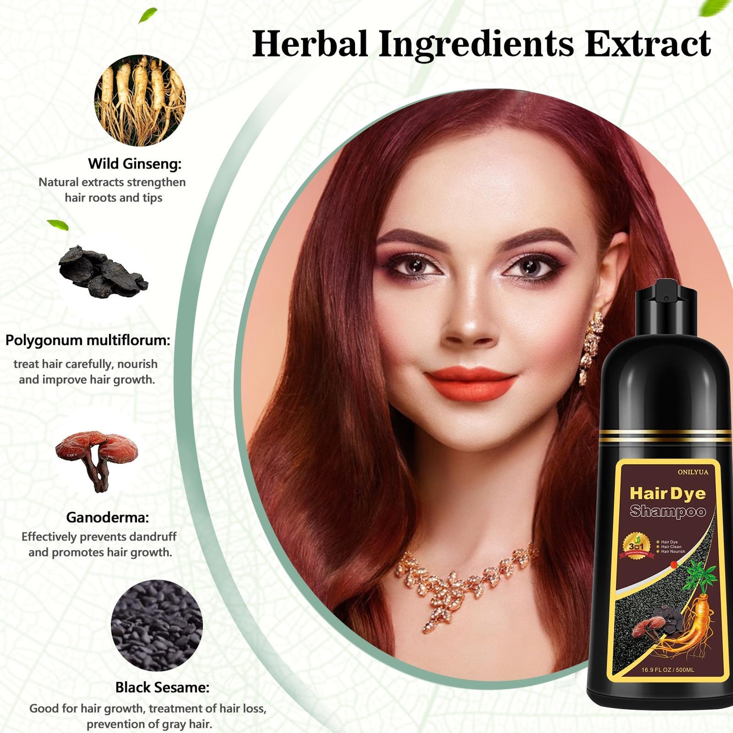 Instant Hair Color Shampoo, Natural Brown Hair Dye Shampoo 3 in 1 for Men & Women, Long Lasting Para Canas, Easy to Use Brown Hair Shampoo (cherry brown)