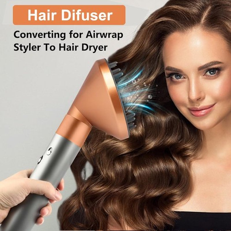 Upgraded Hair Diffuser Attachment for Dyson for Airwrap HS05 HS03 HS01, Hair Dryer Diffuser Nozzle Converting for Curling Iron To Hair Dryer, Gold