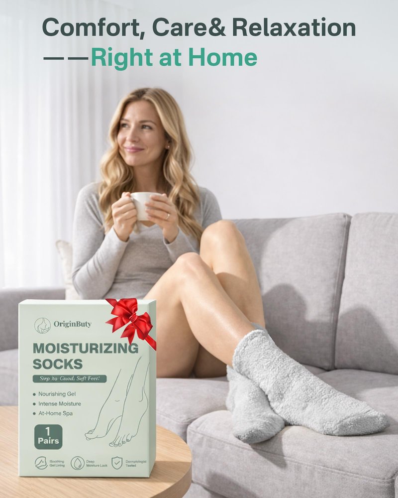 Moisturizing Socks for Dry Cracked Feet, Silicone Socks for Foot Spa(Size 9-11), Gel Socks for Foot Care Overnight, Aloe Socks Heel Protector for Cracked Heel Treatment, Self Care Gifts for Women