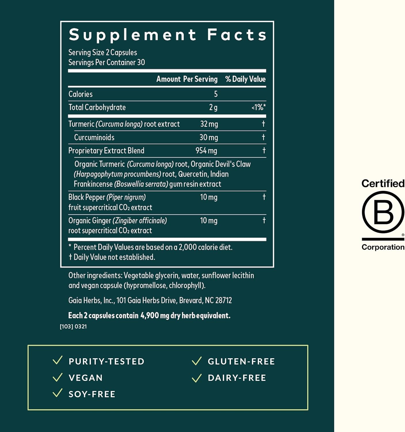 Gaia Herbs Turmeric Supreme Joint Health - Joint Support Supplement - with Quercetin, Black Pepper, Boswellia, Ginger Root, Curcuminoids, & More - 60 Liquid Phyto-Capsules (15-Day Supply)