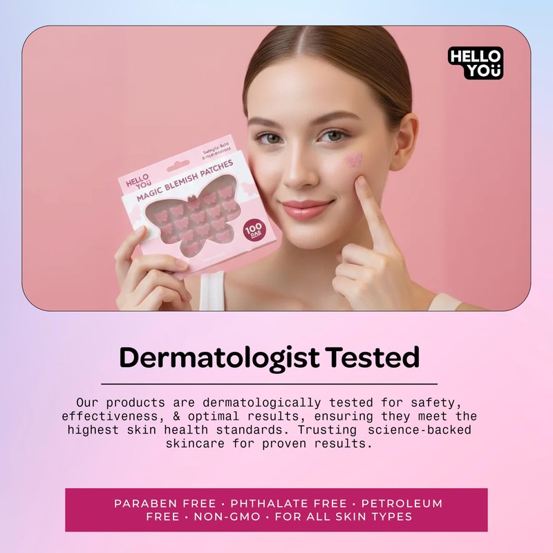 Hello You Salicylic Acid Pimple Patches For Face - Oil Absorbing Hydrocolloid Spot Covers For Breakout-Prone Skin - Dermatologist Tested, Korean Skin Care - Clean Beauty, Vegan 100 Pcs