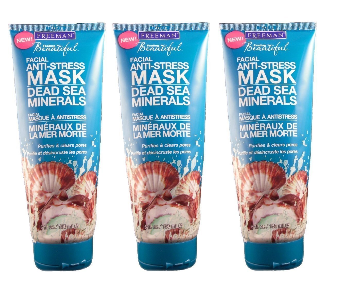Freeman Feeling Beautiful Facial Anti-Stress Mask, Dead Sea Minerals 6 oz (Pack of 3)