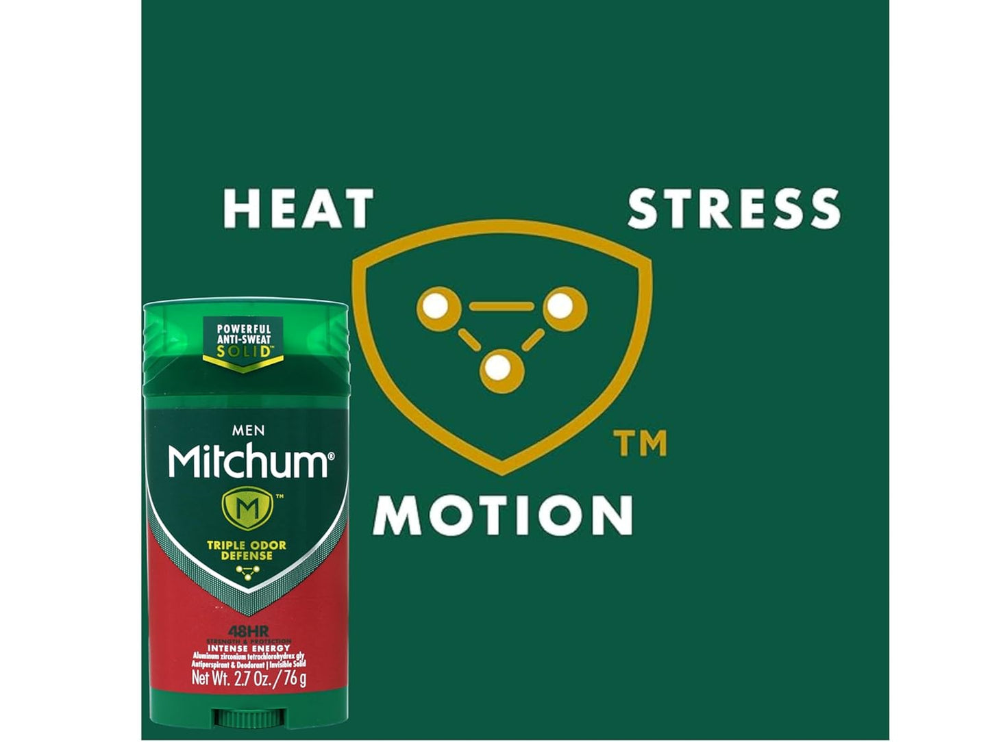 Mitchum Men Antiperspirant & Deodorant Stick, Triple Odor Defense Invisible Solid, 48 Hr Strength & Protection, Intense Energy, 2.7 Oz - 3 Pack