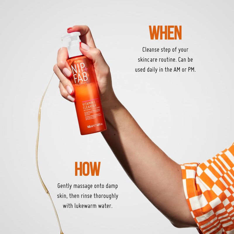 Nip + Fab Vitamin C Fix Gel Cleanser Brightening Hydrating Facial Cleansing Face Wash for Skin Toning, 4.9 Fl Oz
