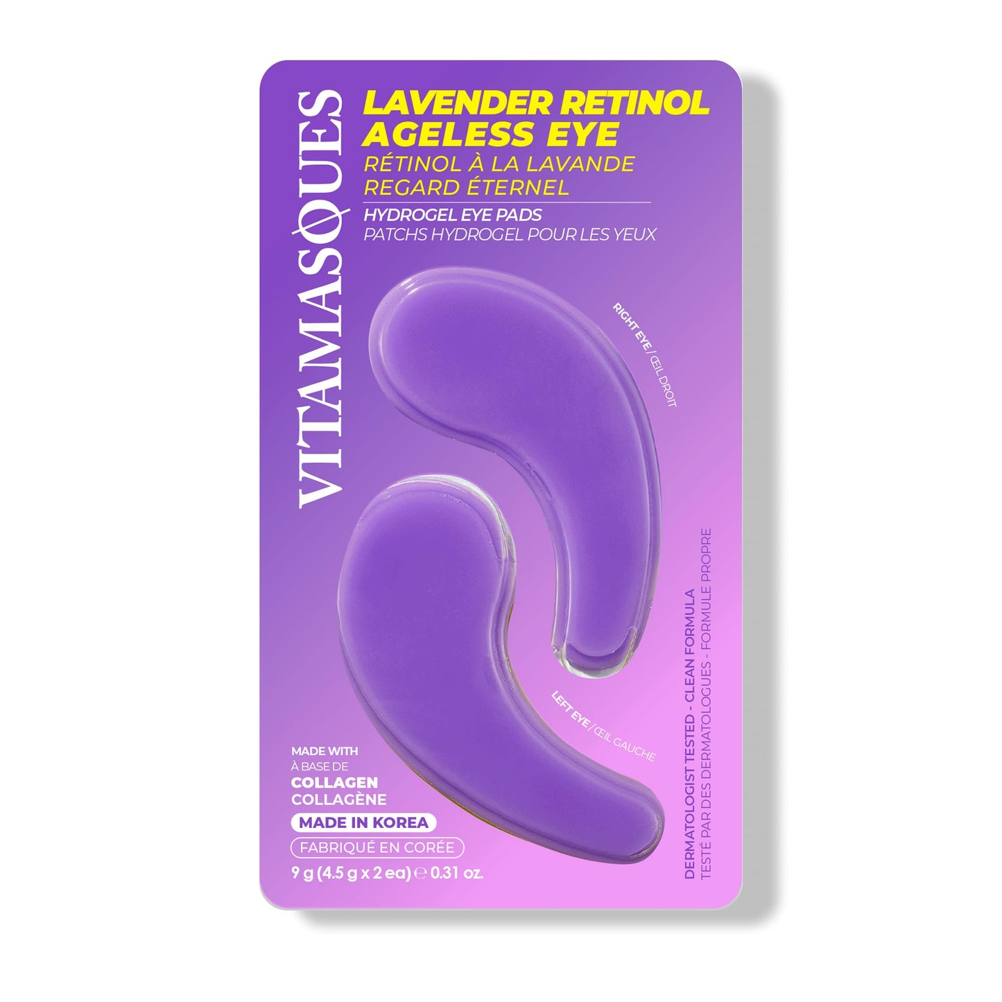Vitamasques Lavender Retinol Anti Aging Hydrogel Eye Patches for Puffy Eyes and Dark Circles - Under Eye Mask with Collagen Patches for Wrinkles | Korean Skincare Brightening Eye Pads 3 Pack