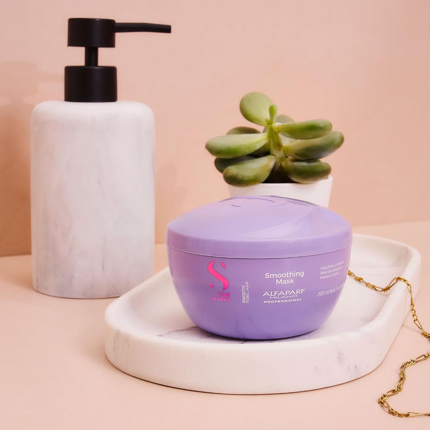 Alfaparf Milano Semi Di Lino Smooth Mask for Frizzy and Rebel Hair - Intensive Detangling Hair Treatment - Controls Frizz - Straightens and Hydrates Unruly Hair