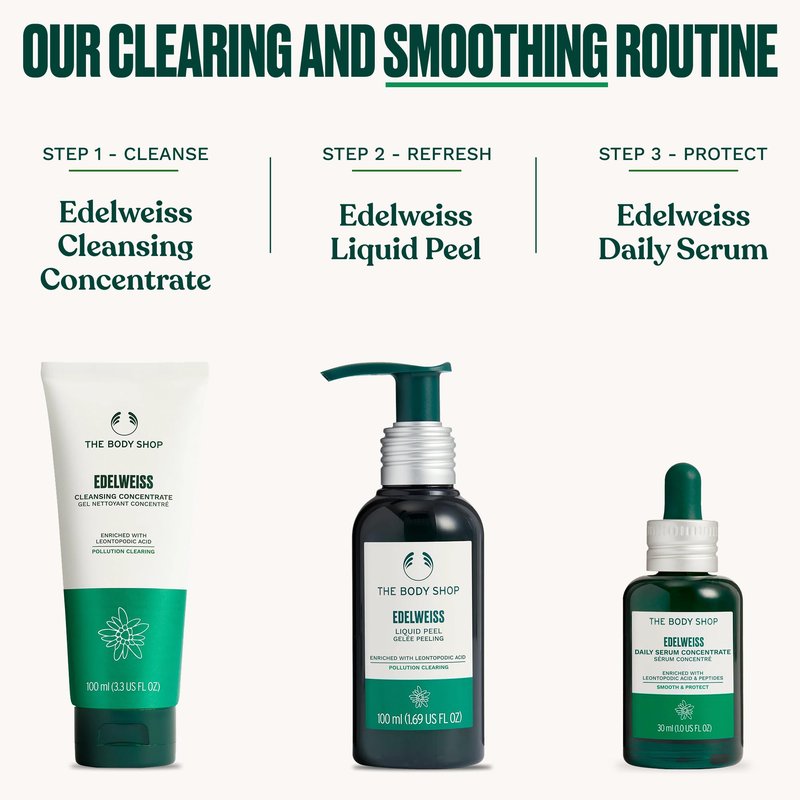 The Body Shop Edelweiss Liquid Peel – Exfoliates, Removes Impurities & Pollutants – Vegan – 100ml