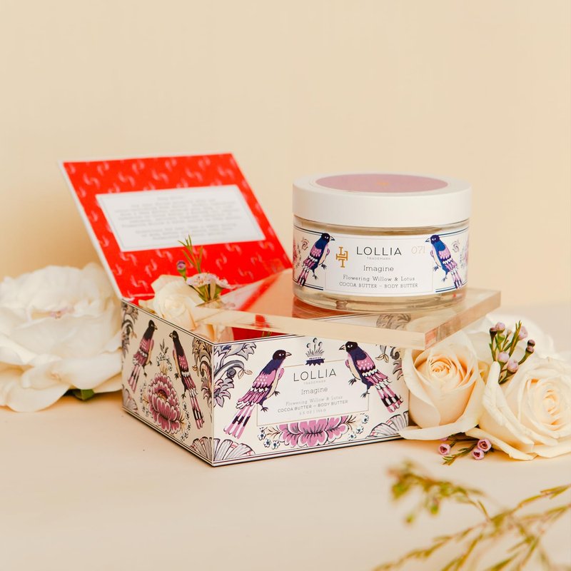 LOLLIA Imagine Body Butter, 5.5 oz. - Flowering Willow & Lotus Fragrance - Shea Butter & Cocoa Butter, Body Lotion for Women, Hydrating & Smooth Body Moisturizer