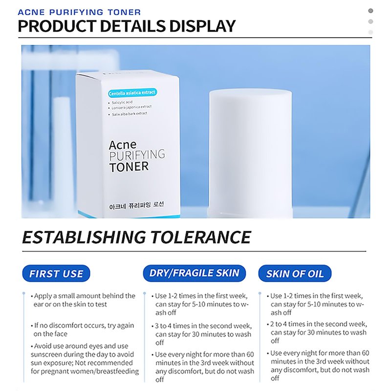 DEleventh Korean Brand Acne Purifying Toner 30ml / with Salicylic Acid and Botanical Extracts for Anti-Acne, Soothes, Unclogs Pores, Controls Oil and Maintain a Fresh, Blemish-Free Complexion
