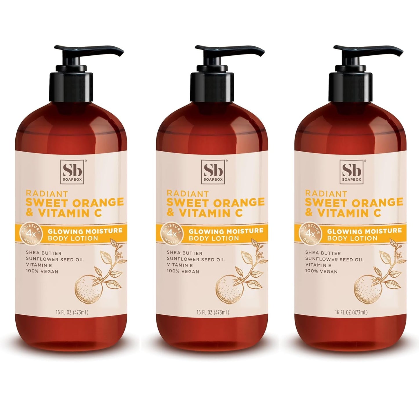 Soapbox Moisturizing Body Lotion, Coconut Milk & Sandalwood with Aloe and Shea Butter, Pack of 3 Hand Lotion Bottles, Vegan Skin Care Products, Moisturizer for Dry Skin, 3 Pack, 16oz Each