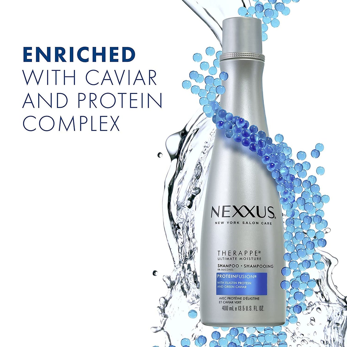 Nexxus Therappe Shampoo for Dry Hair - Ultimate Moisture, Silicone-Free, 2 Count (13.5 oz Each)