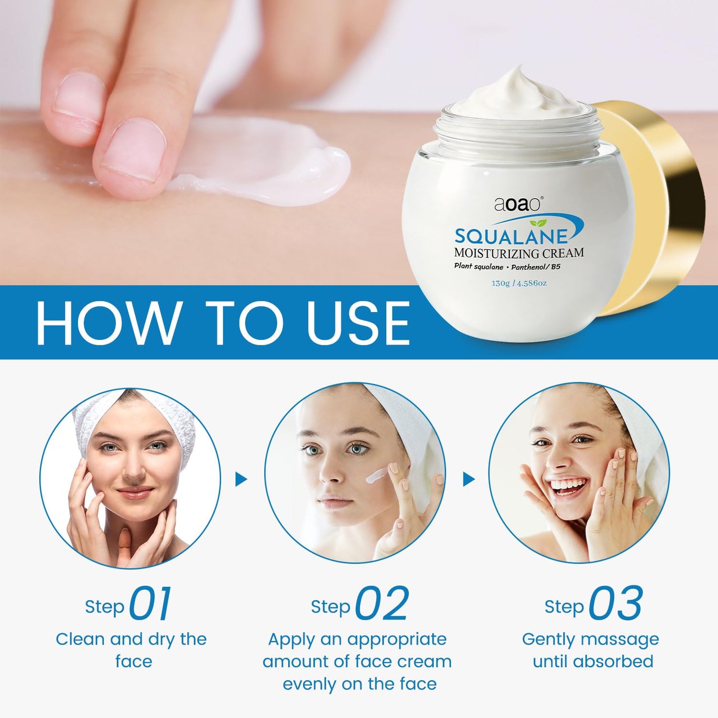 Squalane Face Cream, Ceramide Face moisturizer for Women with Hyaluronic Acid & Panthenol, Moisturizing Treatment for Dry Sensitive Damaged Skin, Nourishing Plant-Derived Formula, 4.59oz (Fresh)