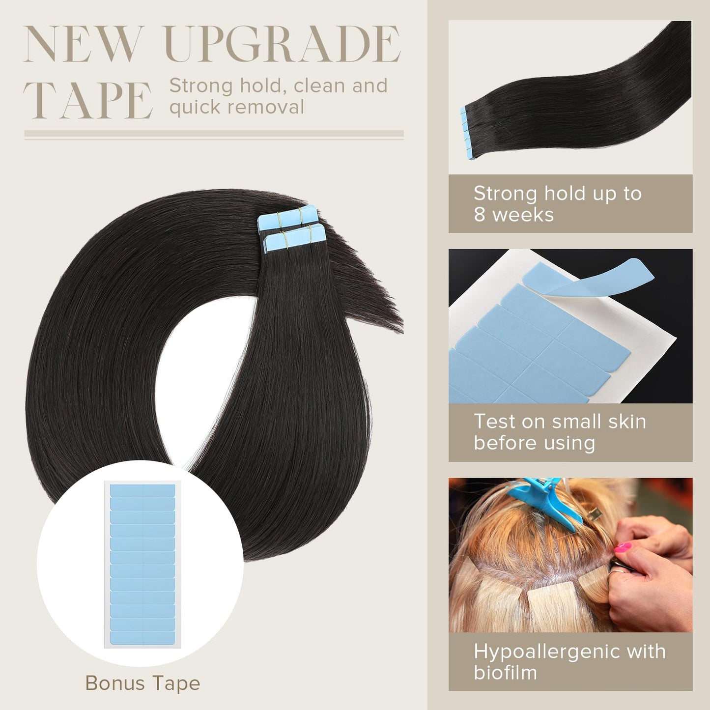 Mifes Tape in Hair Extensions Human Hair Natural Black #1B 20pcs/40g 16 Inch Double Sided Tape in Extensions Tape in Extensions Real Human Hair Remy Straight Hair Extensions
