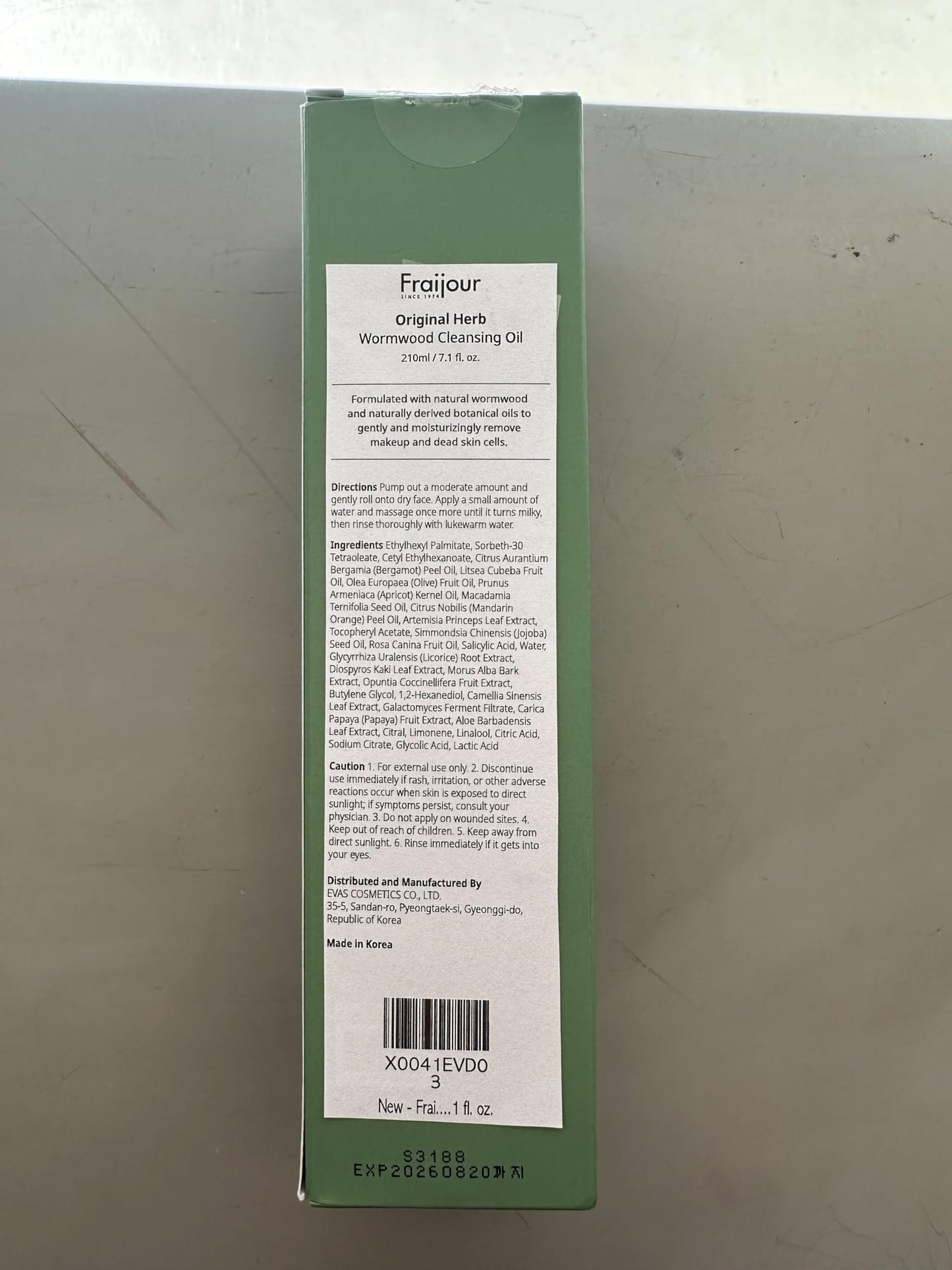 Fraijour Herb Wormwood Cleansing Oil – Korean Deep Cleansing Makeup Remover & Pore Minimizer for Oily, Acne-Prone Skin, AHA BHA Exfoliation, Olive & Jojoba Oils, Lightweight, 7.1 fl.oz.
