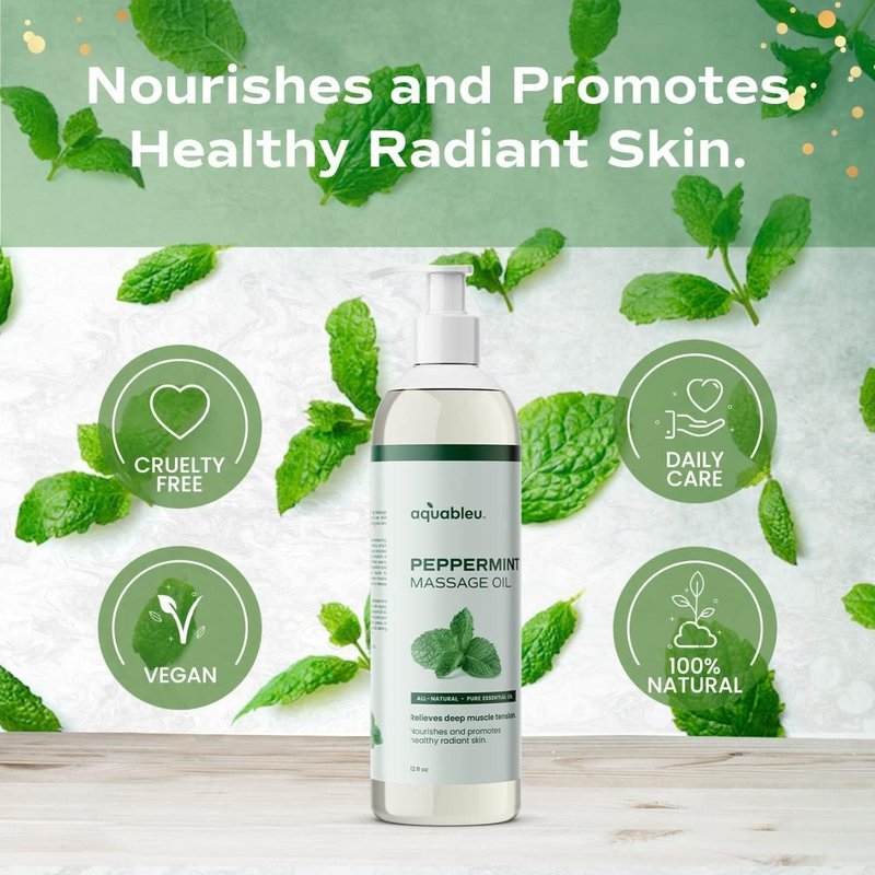 Aquableu Eucalyptus Massage Oil 100% Pure & All-Natural - Natural at-Home Massage Therapy, Soothes Skin & Muscles - Full Body Relaxing Massage Oil for Men and Women 12 fl oz