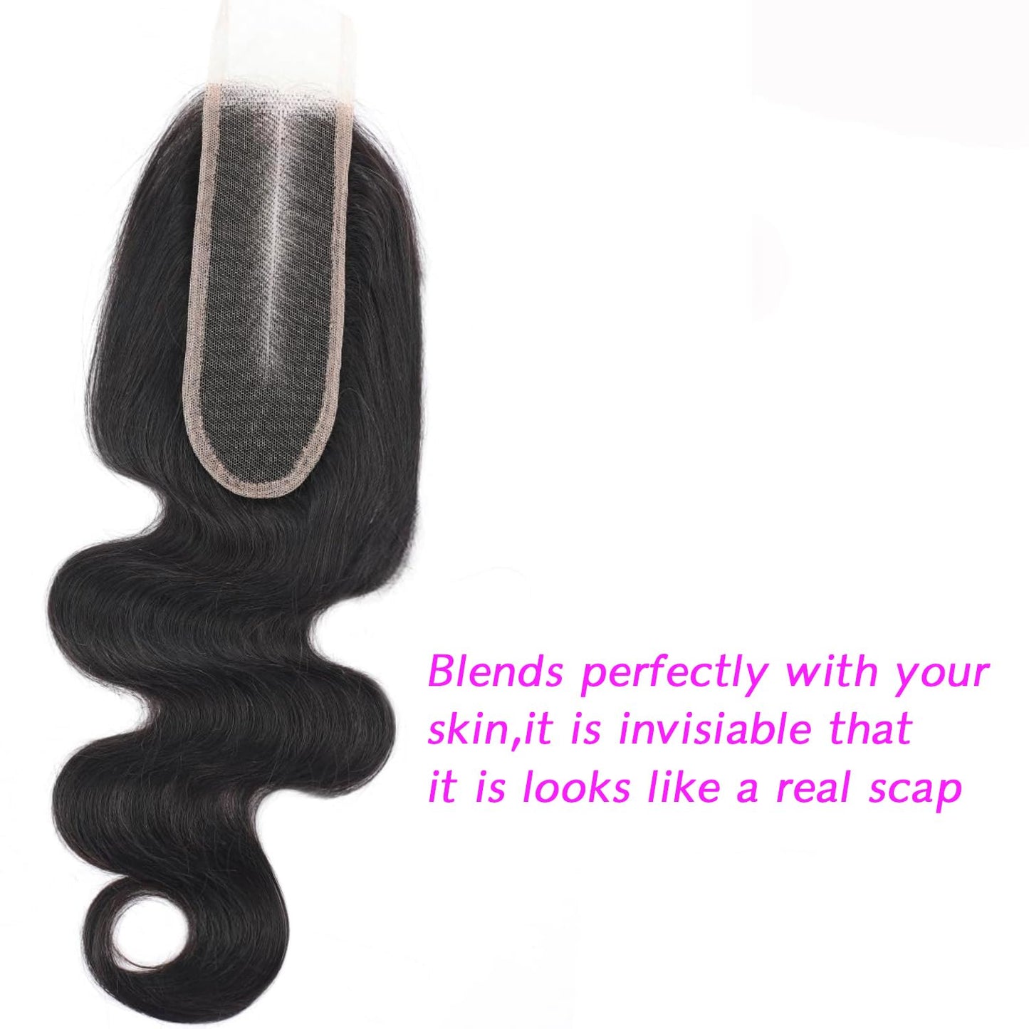 Selina Lace Closure 10 Inch Brazilian Body Wave Closure Free Part 2x6 Lace Closure Unprocessed Human Hair Natural Black Color Virgin Human Hair (2X6 Body, 10“Body)