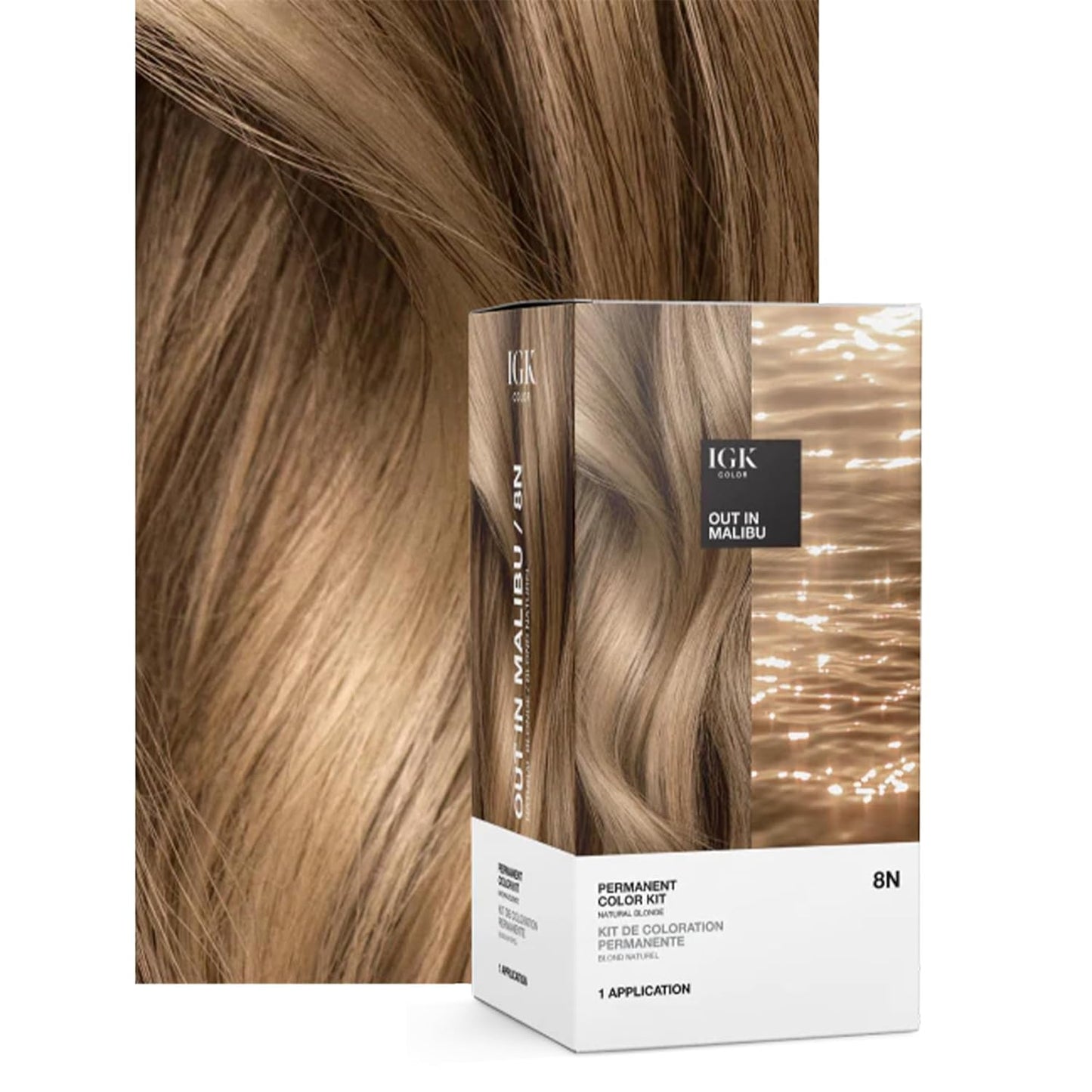 IGK Permanent Hair Dye Color Kit | 7 N Latte - Dark Natural Brown | 100% Gray Color Coverage + Strengthen + Shine | Ammonia Free