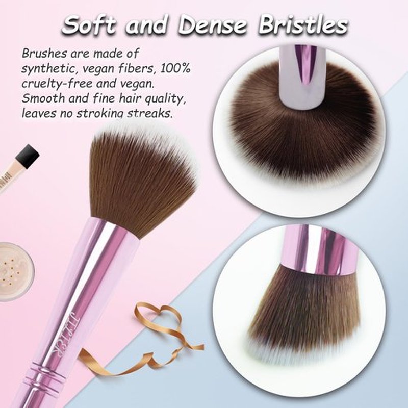 4 in 1 Makeup Brush Set, Travel Makeup Brushes with Case, Foundation Brush/Blush Brush, Eyeshadow Powder Brush,Concealer Brush (pink-plastic case)