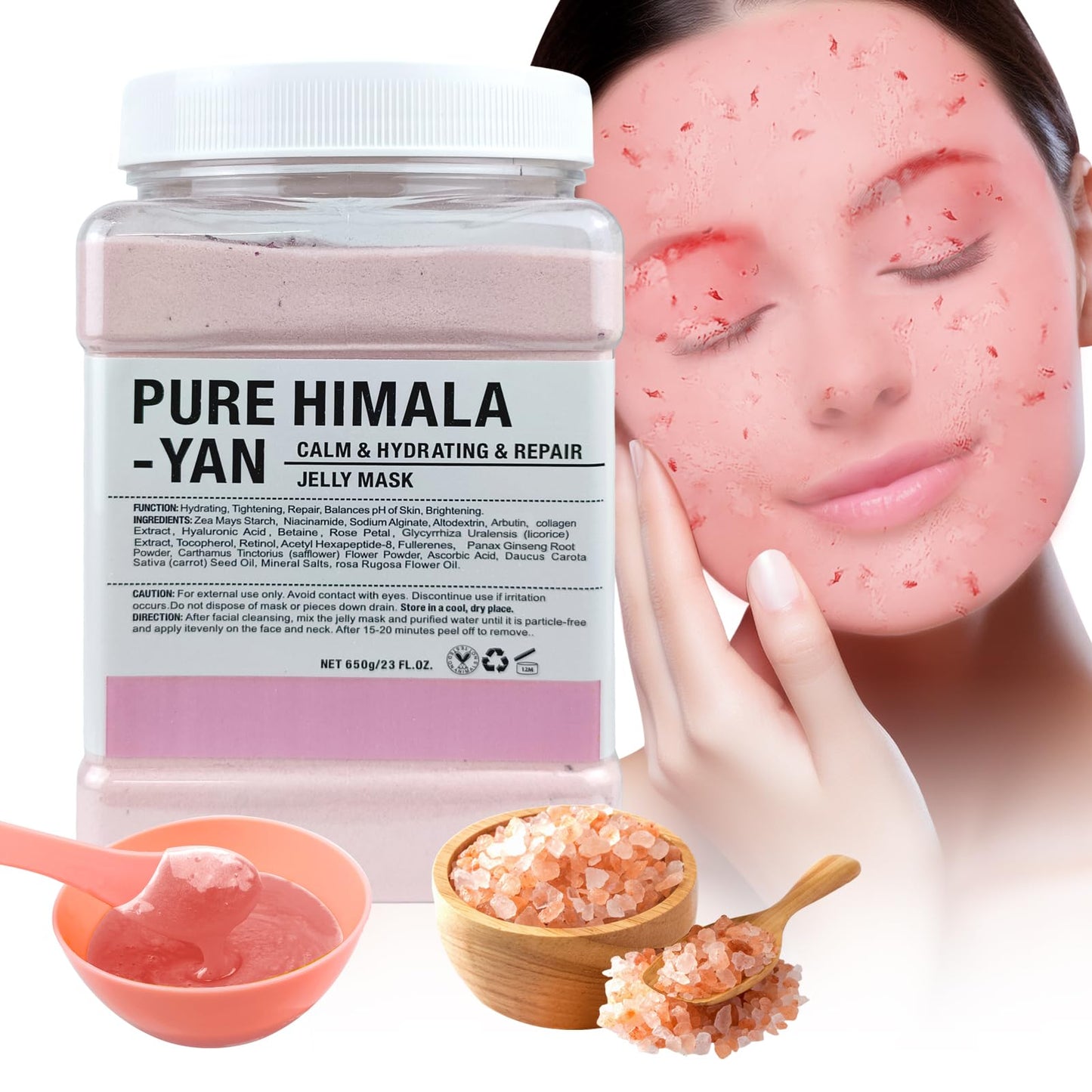 Angeland Jelly Mask for Facials Professional, Hydrating & Moisturizing Peel-Off Natural Gel Face Mask SkinCare, Professional Spa Use Jelly Face Masks, Deep Hydration & Glow 23 Fl Oz (Pure Himala Yan)