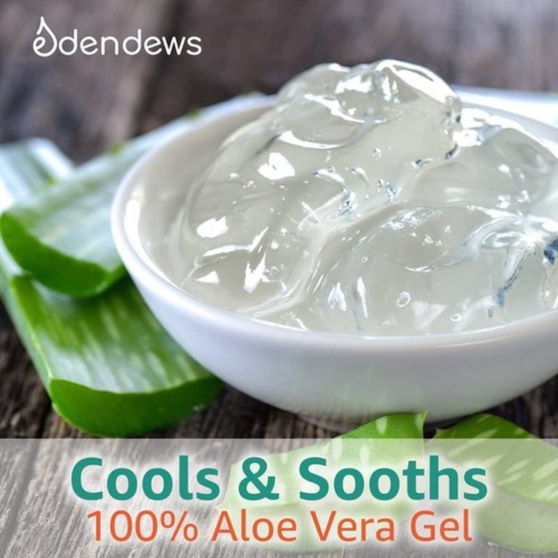 Eden Dews Organic Aloe Vera Gel 100% Pure & Natural Gel, Moisturizing, Face Skin & Hair Care, Sun Burn Relief, Hydrating & Soothing for Dry Skin Acne Razor Bumps, Made in USA, Unscented, 16 oz